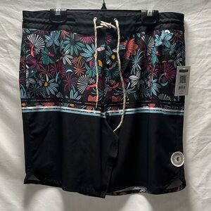 Eidon Floral Black Men's Swim Board Shorts